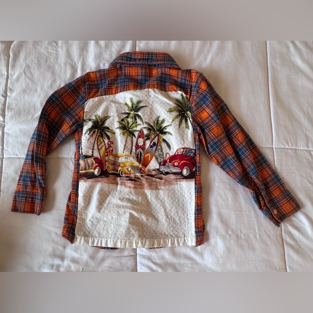 Carter's Orange & Blue Plaid Button-Down Shirt Size 5T